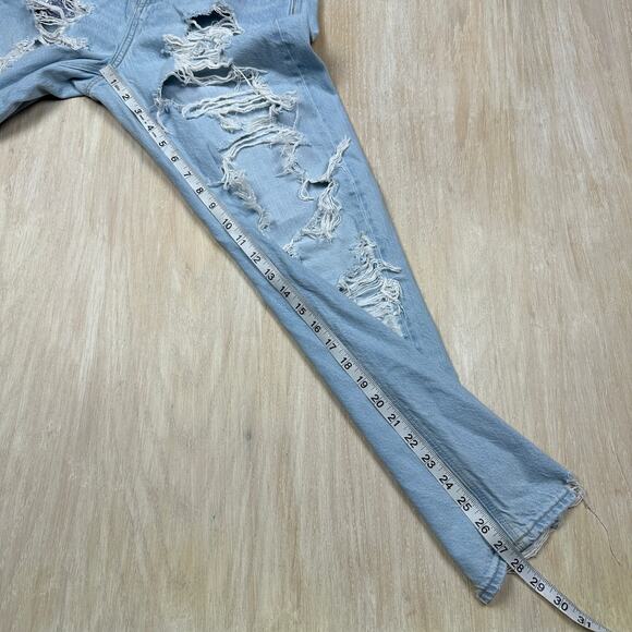 American Eagle Distressed Blowout Destroyed Mom High Rise Casual Denim Jeans 4 - Picture 9 of 16